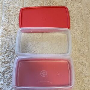 Set of 2 Tupperware Deli Containers with Red Seals